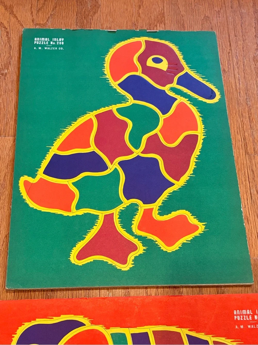 A.M Walzer Animal Inlay Vintage Puzzle Set Of 4 Horse Duck Rabbit Elephant 1940s